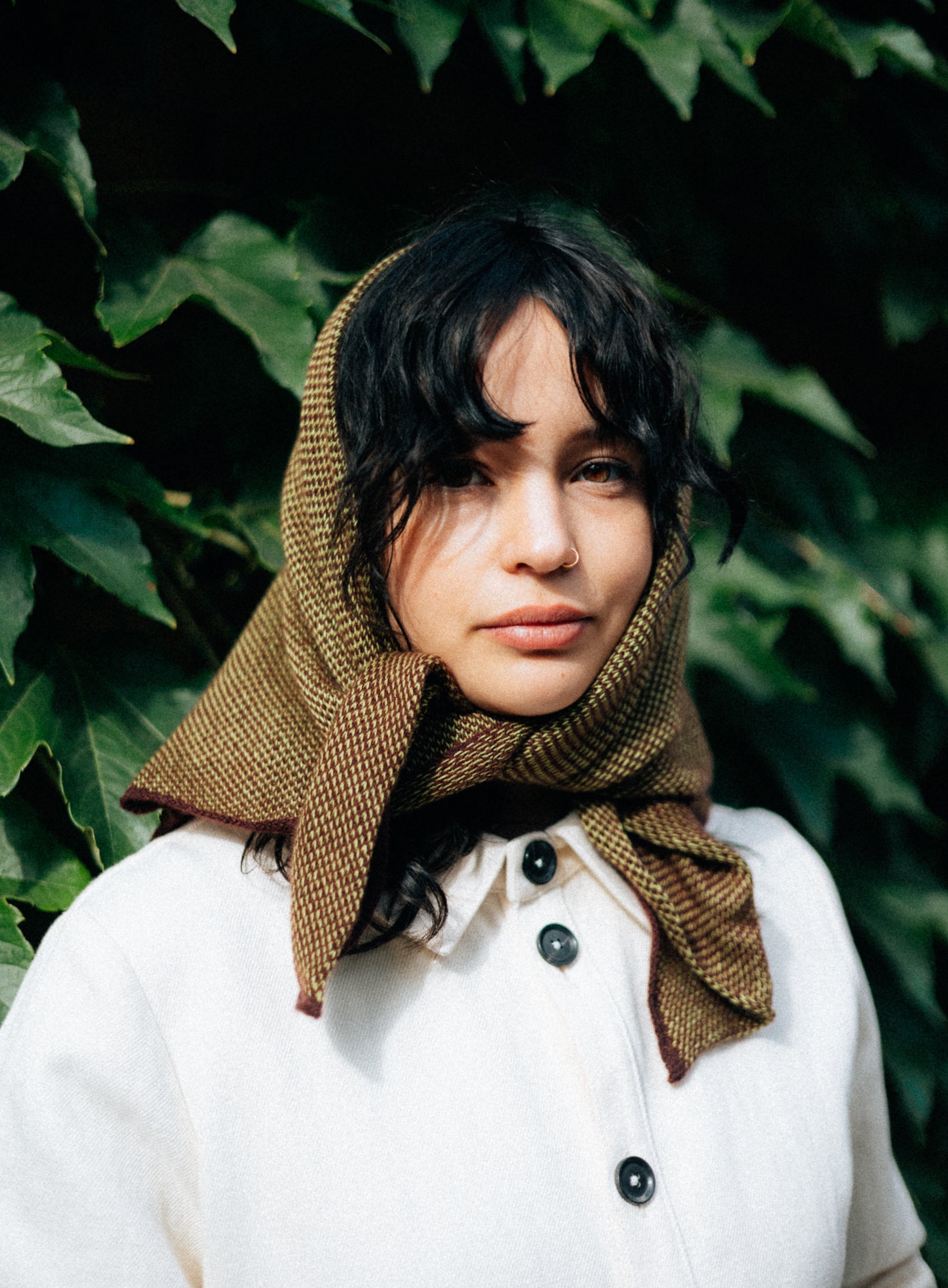 CASHMERE BANDANA | GREEN&BURGUNDY