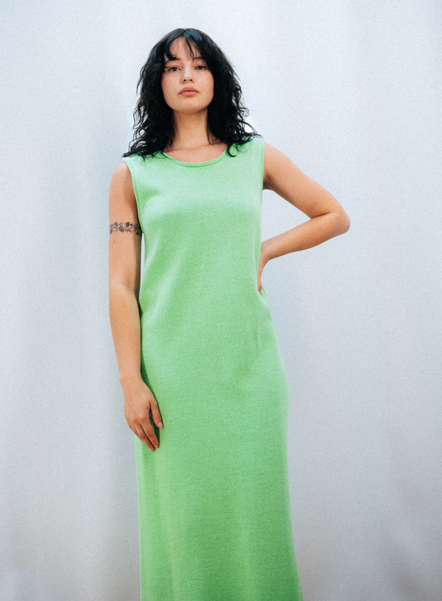 MAXI COTTON DRESS | FLUO GREEN