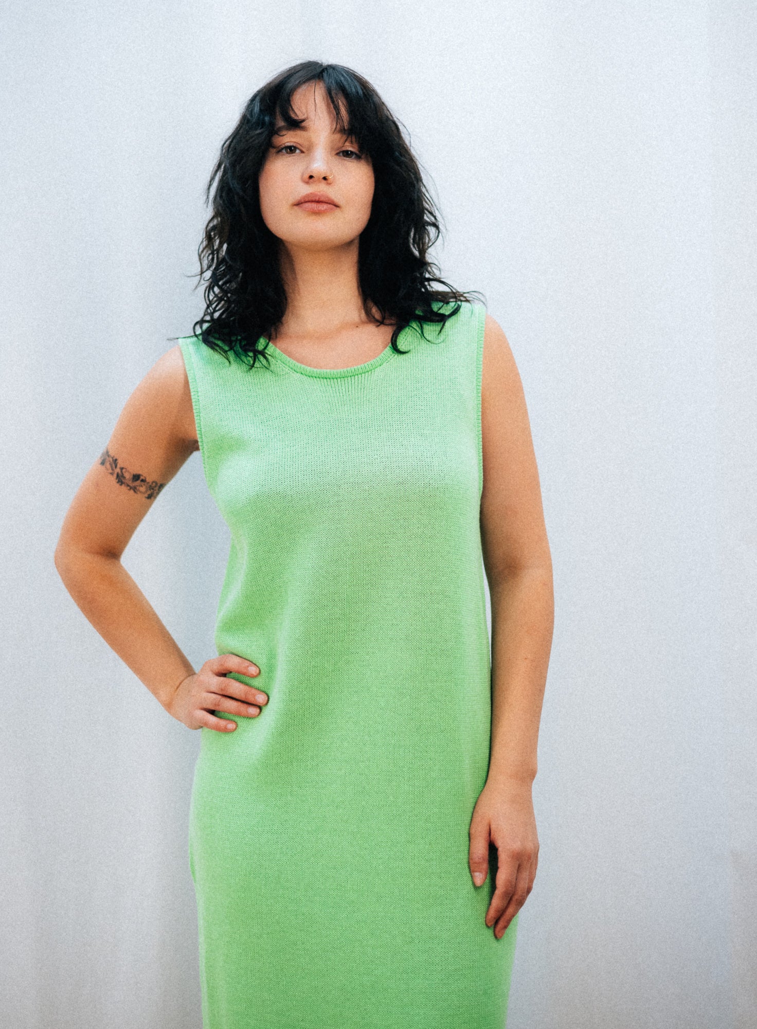 MAXI COTTON DRESS | FLUO GREEN